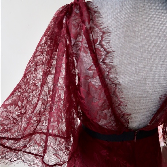 STELLA- Romantic Burgundy Lace Maxi Dress - Picture 2 of 7